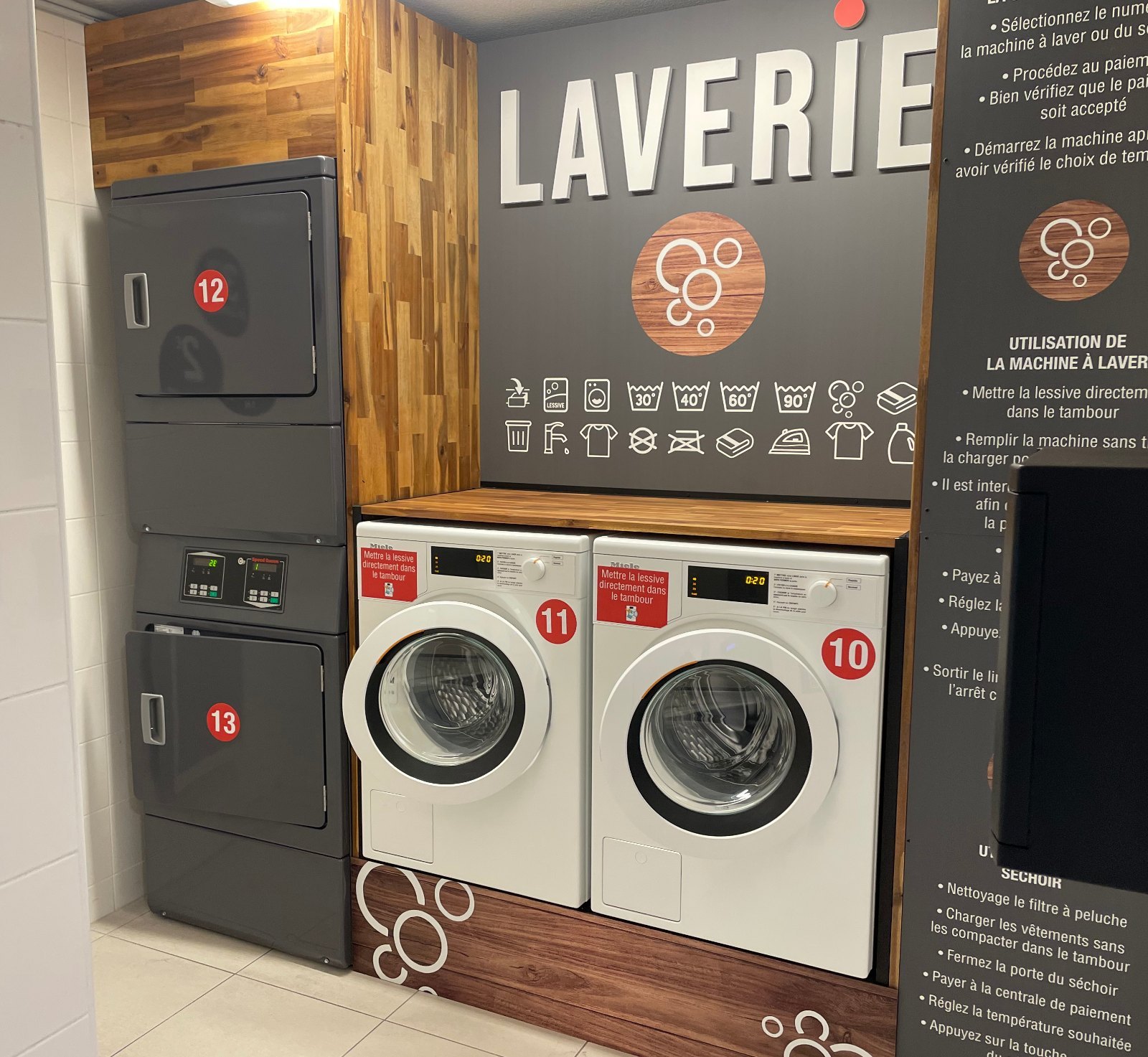 Espace laverie collectif aménagé dans une résidence à Rennes
